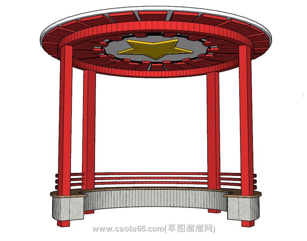 党建亭子SU模型 1