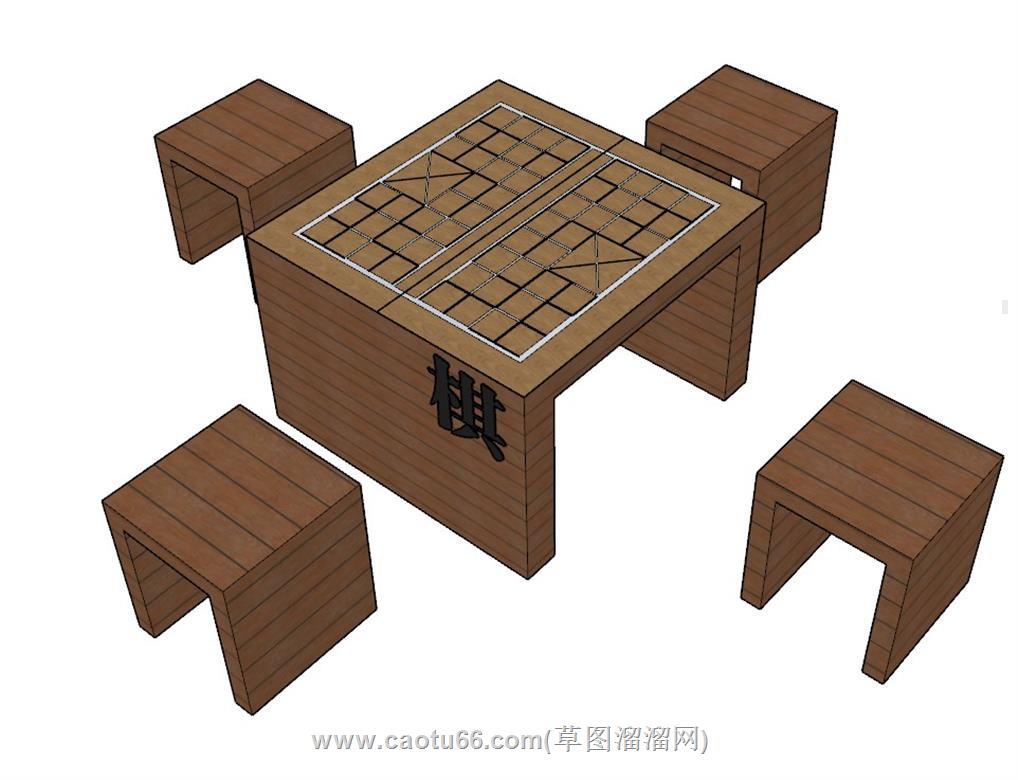 围棋棋盘座椅SU模型