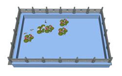 栏杆水池荷花池SU模型 免费sketchup模型下载