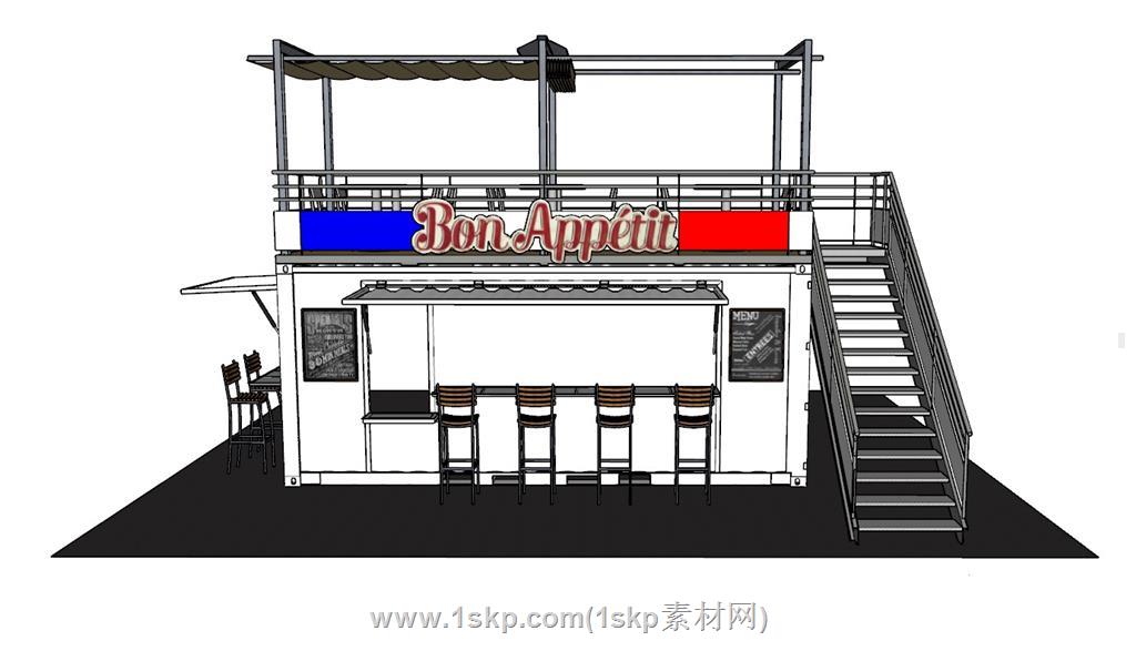 集装箱咖啡屋SU模型 2