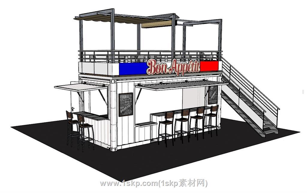 集装箱咖啡屋SU模型 3