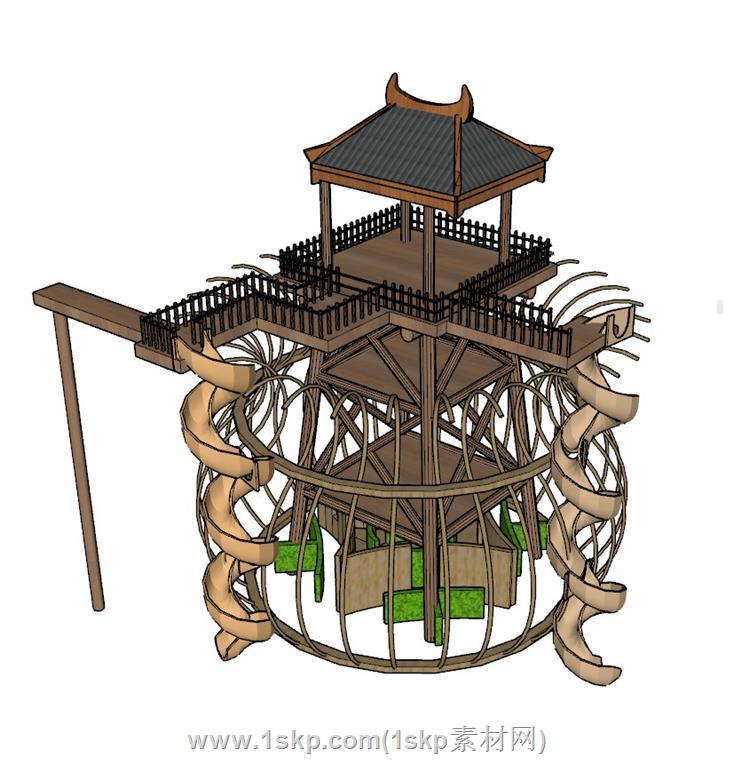 景观台观景台SU模型 1
