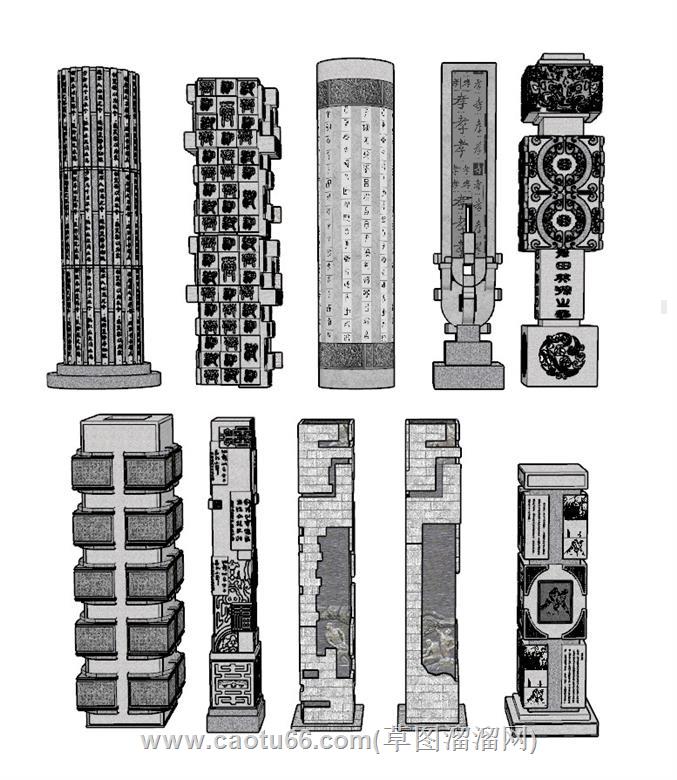 景观柱石柱SU模型