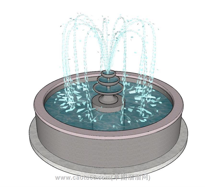 喷泉水池SU模型 1