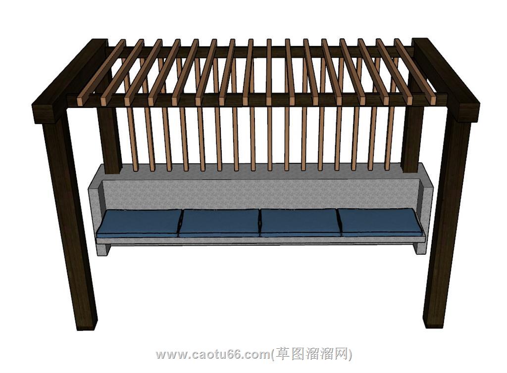 廊架座椅SU模型 1