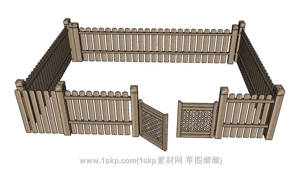 篱笆栏杆SU模型 1