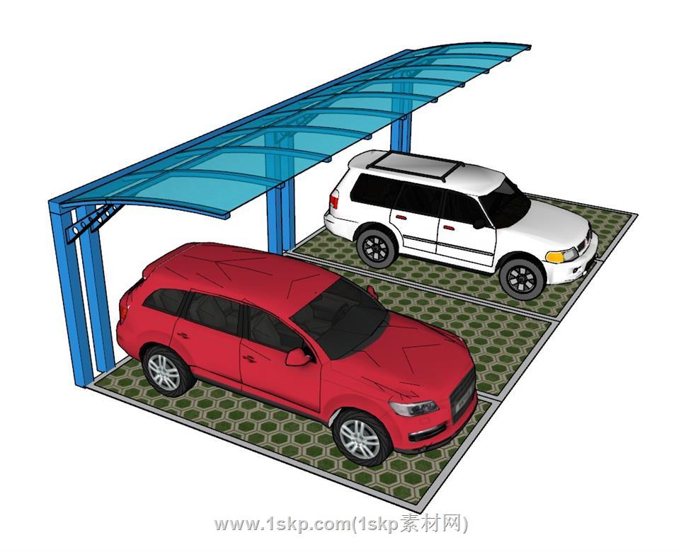汽车停车棚SU模型 1