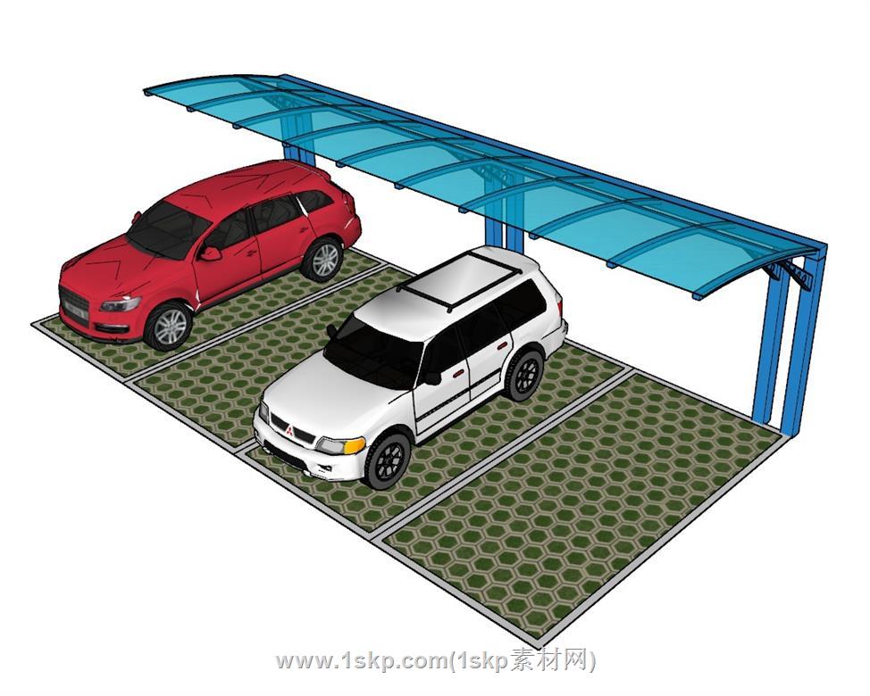 汽车停车棚SU模型 3