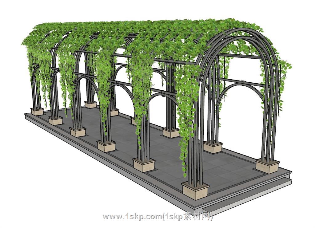 爬藤廊架SU模型 1