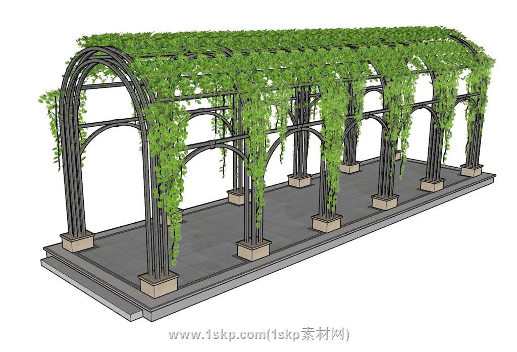 爬藤廊架SU模型 2