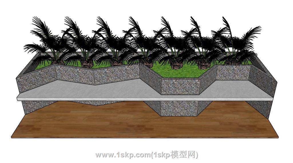 景观椅长凳SU模型 1