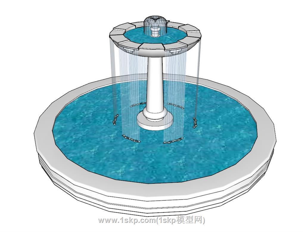 喷泉水池景观SU模型 1