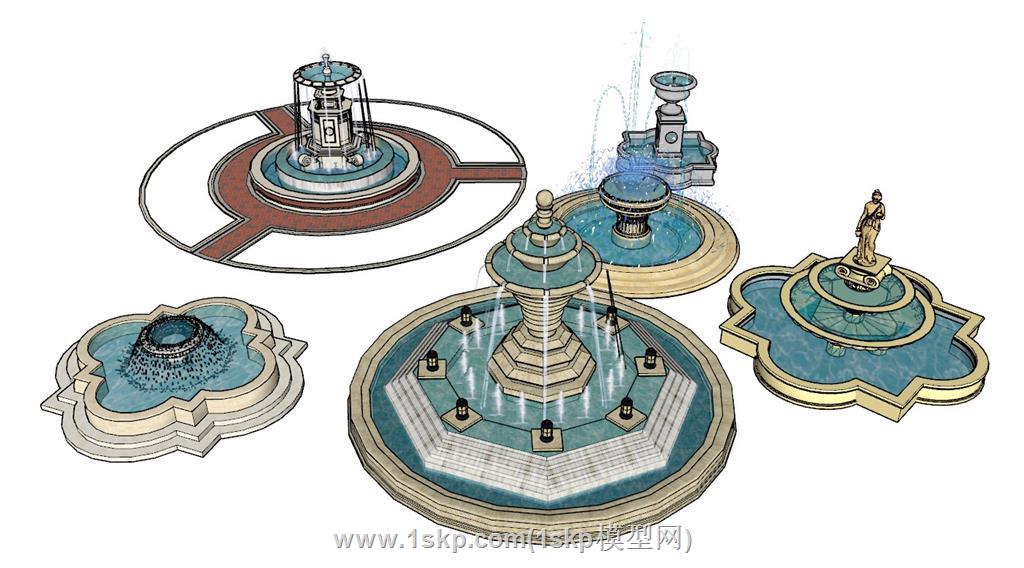 欧式喷泉SU模型 1