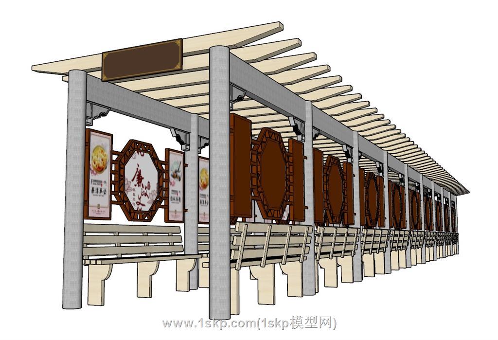 文化长廊SU模型 1