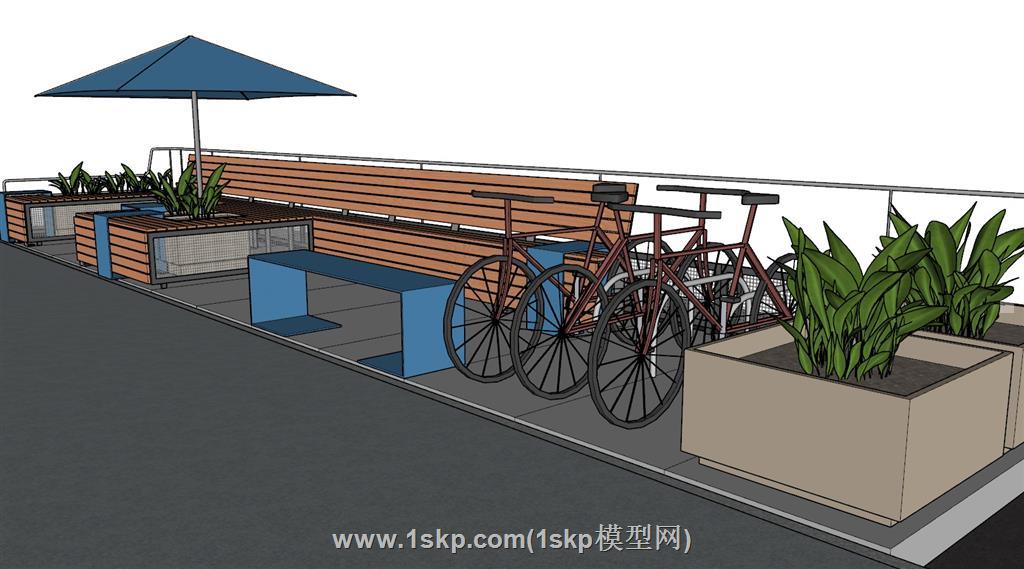 户外座椅单车架SU模型 1