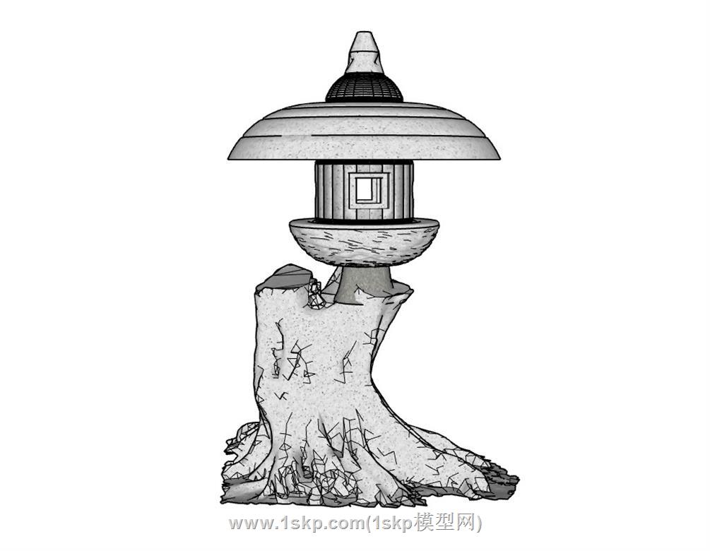 日式石灯笼草坪灯SU模型