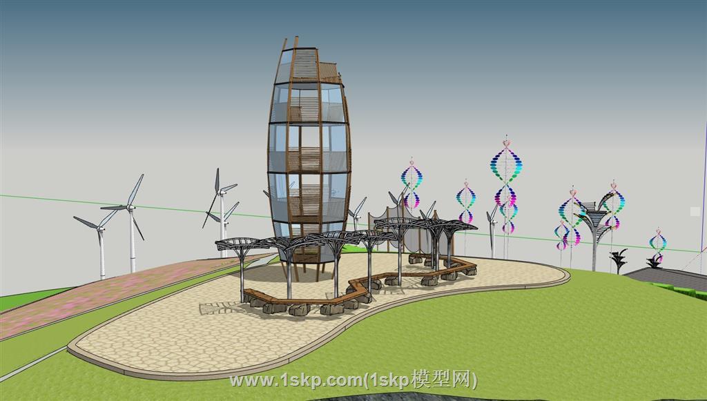 风力梯田景观SU模型 3