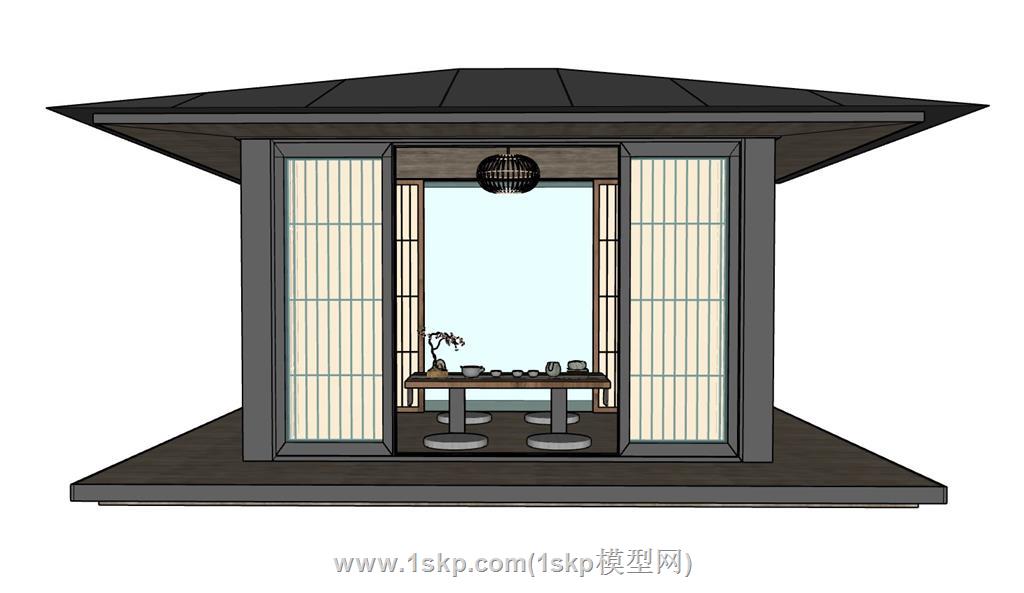 日式茶亭凉亭SU模型 3