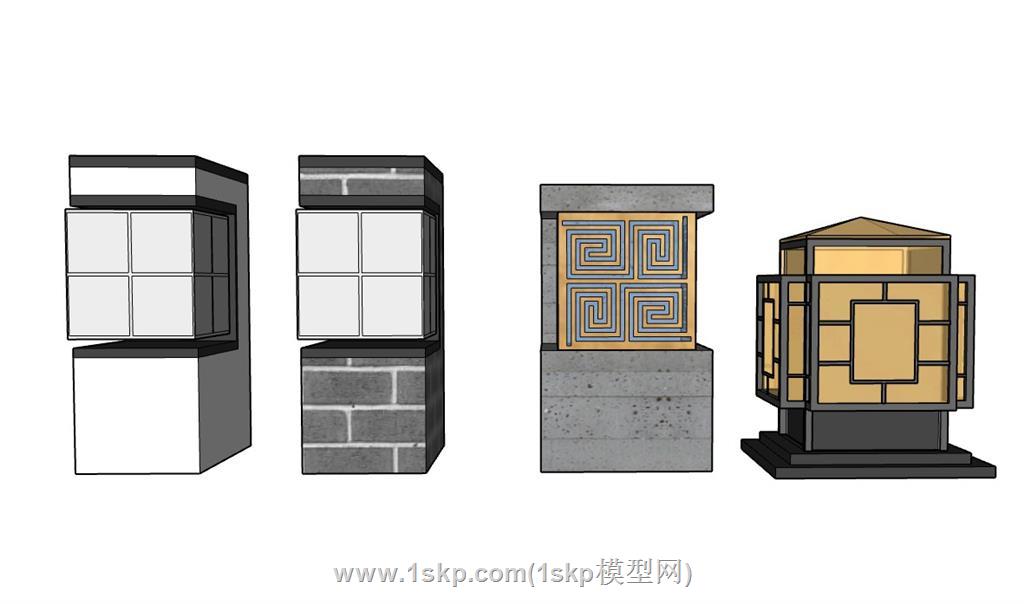 中式景观灯草坪灯SU模型 2