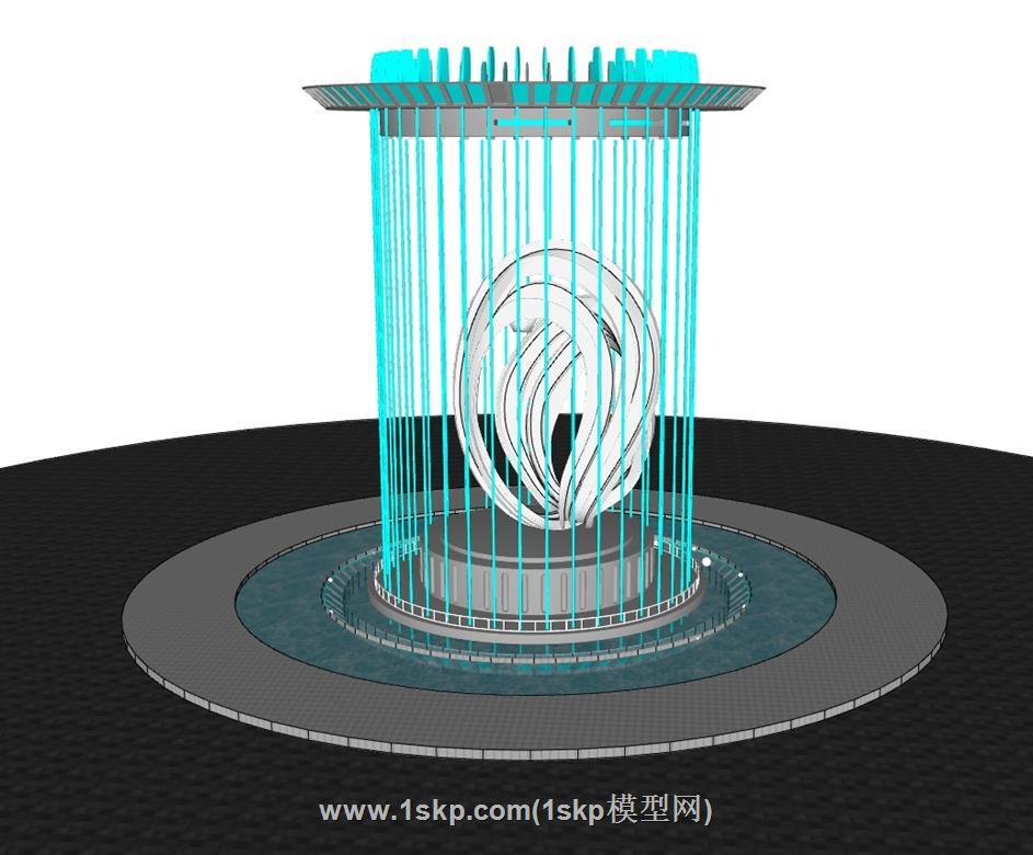 喷泉水景雕塑SU模型 1