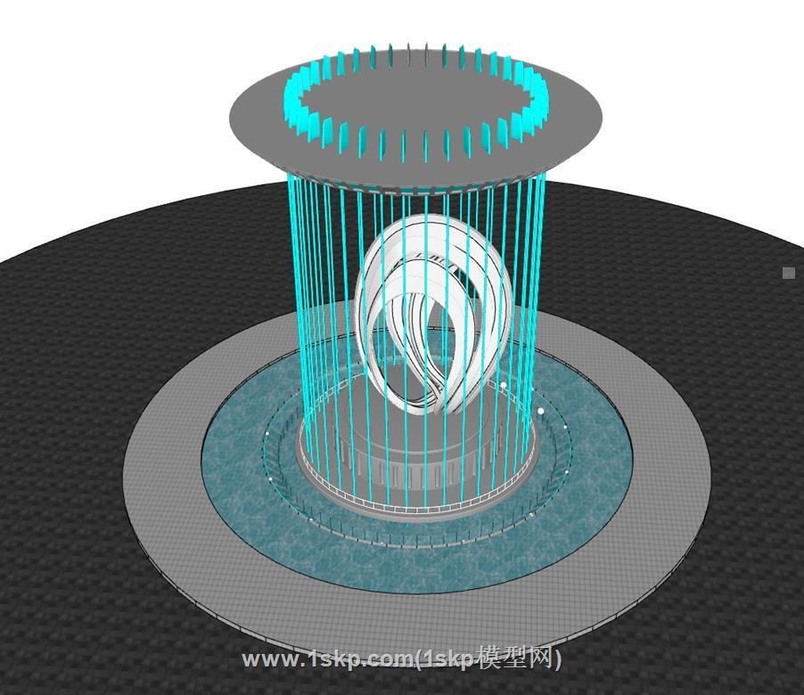 喷泉水景雕塑SU模型 2