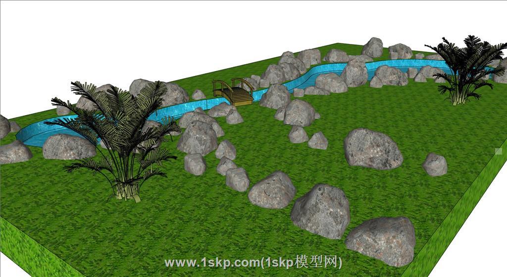 石头景观小桥SU模型 2