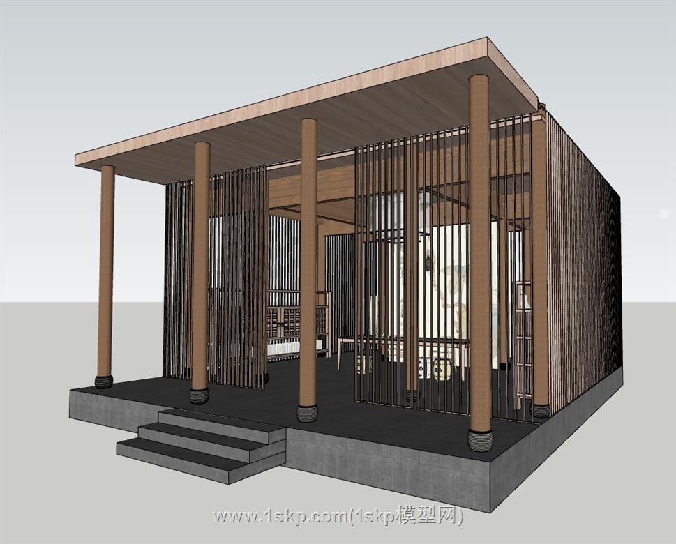 亭子茶亭新中式SU模型 1