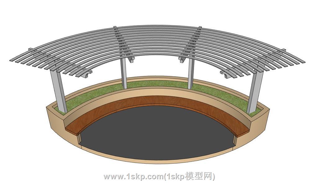 弧形廊架廊架SU模型 2
