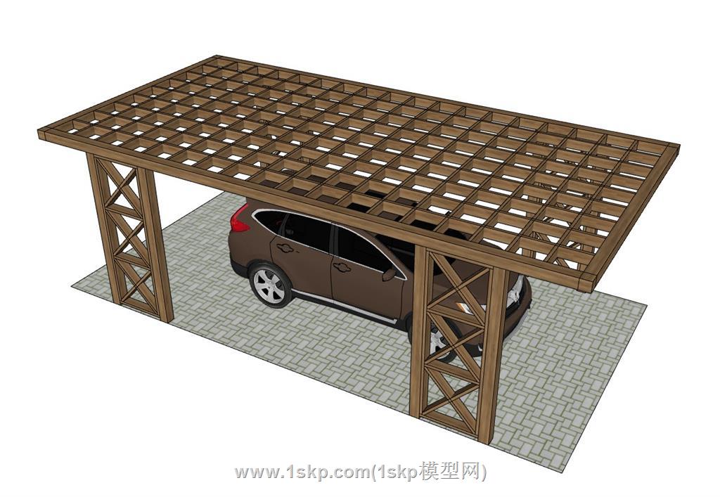 停车棚SU模型 3