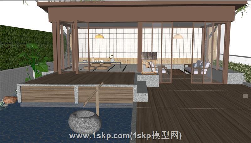 日式屋顶花园SU模型 3