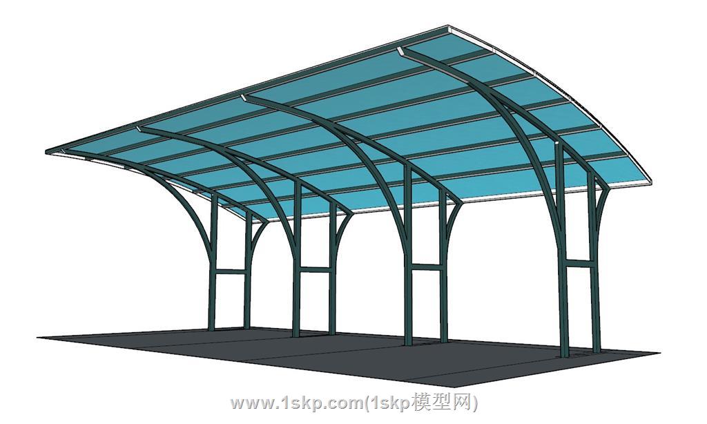 挡雨棚停车棚SU模型 2