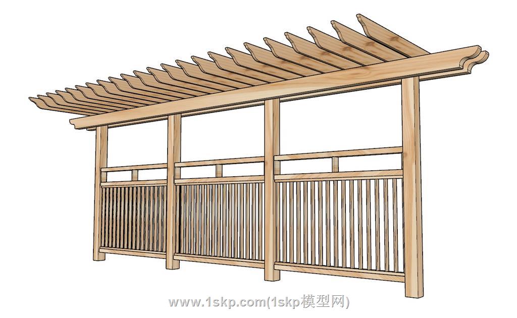 单臂廊架SU模型 1