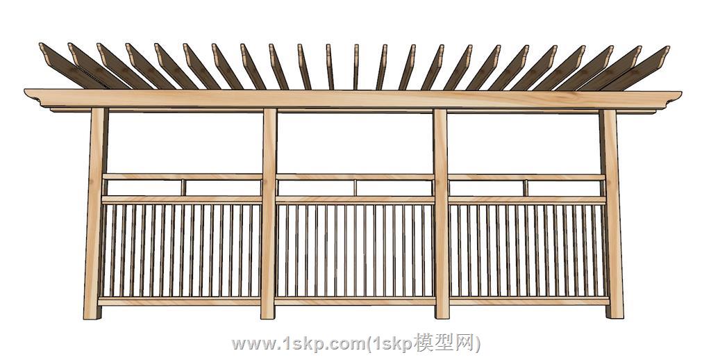 单臂廊架SU模型 2