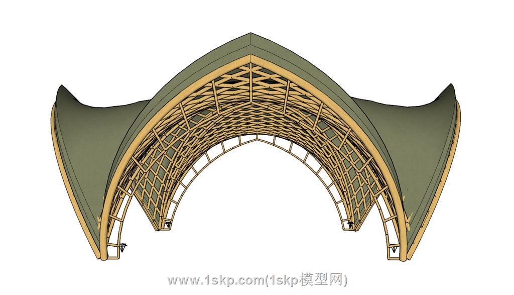 竹制廊架SU模型 1