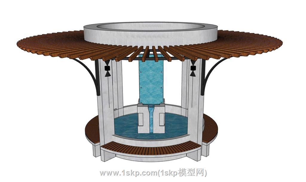 圆形水景廊架座椅 1