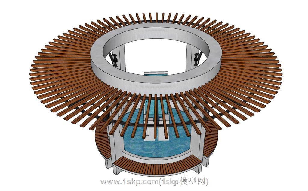 圆形水景廊架座椅 2