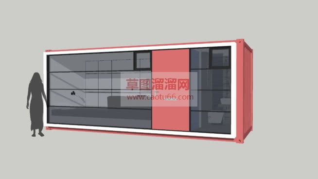 小型集装箱房SU模型 1