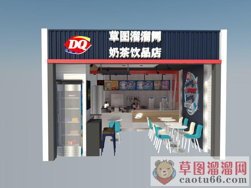 奶茶店饮品店SU模型 1