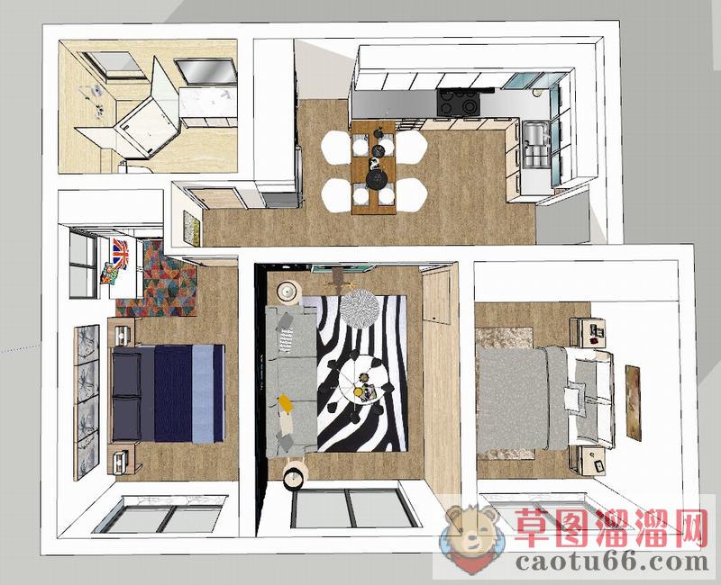 现代空间室内SU模型 1