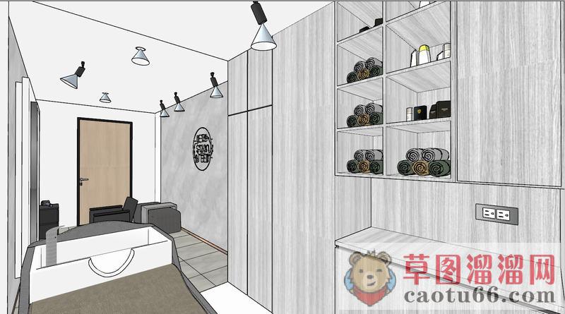 现代风格理发店SU模型 2