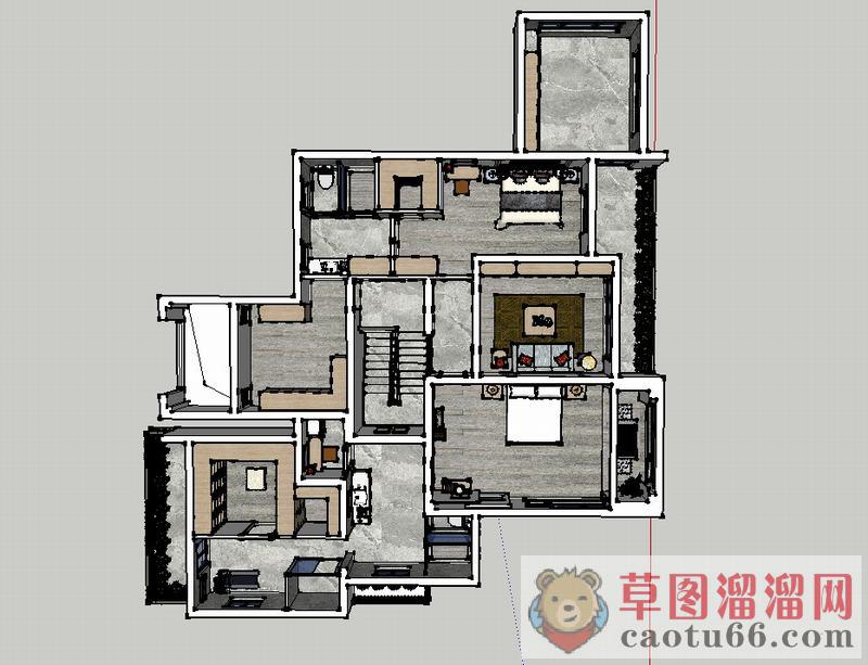 别墅室内空间SU模型 2