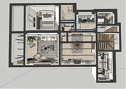 地中海风格别墅室内SU模型 免费sketchup模型下载