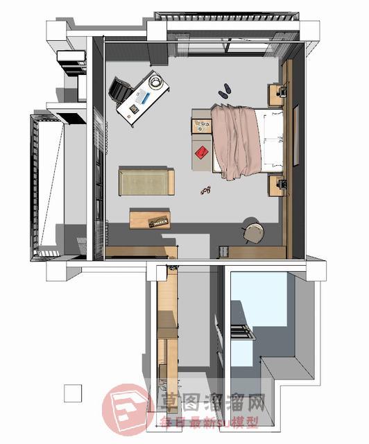 豪华酒店标准间SU模型 5