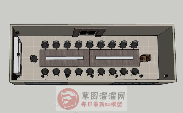 会议室会议桌投影SU模型 1