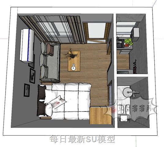 单身公寓住宅SU模型 1