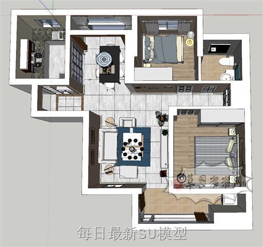 户型家装户型SU模型 1