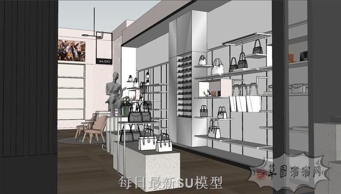 女装店包包店服装店SU模型 2