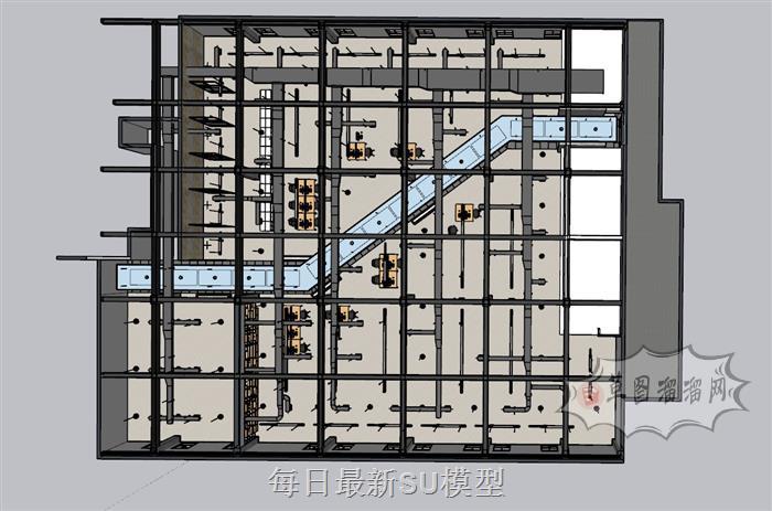 公司公共办公区域SU模型 1