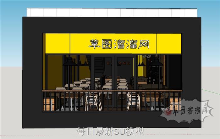 餐饮店咖啡馆咖啡厅SU模型 1