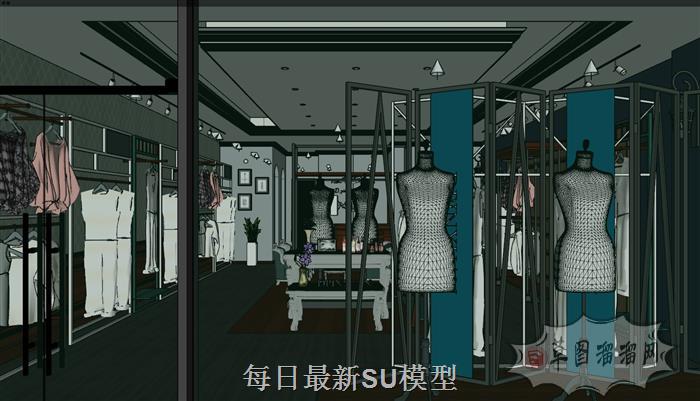 女装店服装店门面SU模型 2